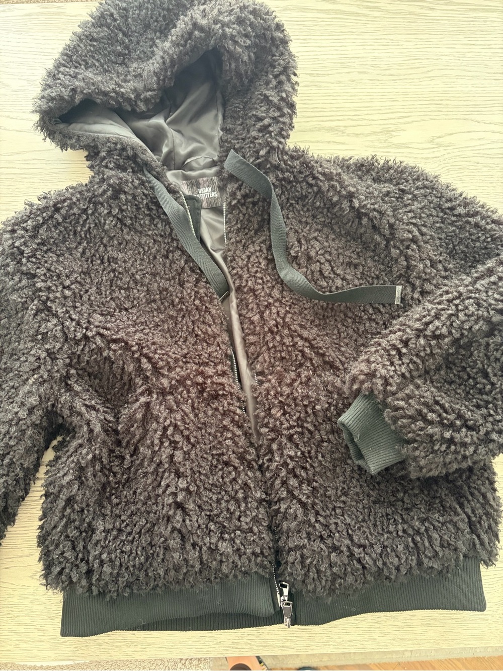 Urban Outfitters Dark Brown Plush Hooded Puffer Jacket